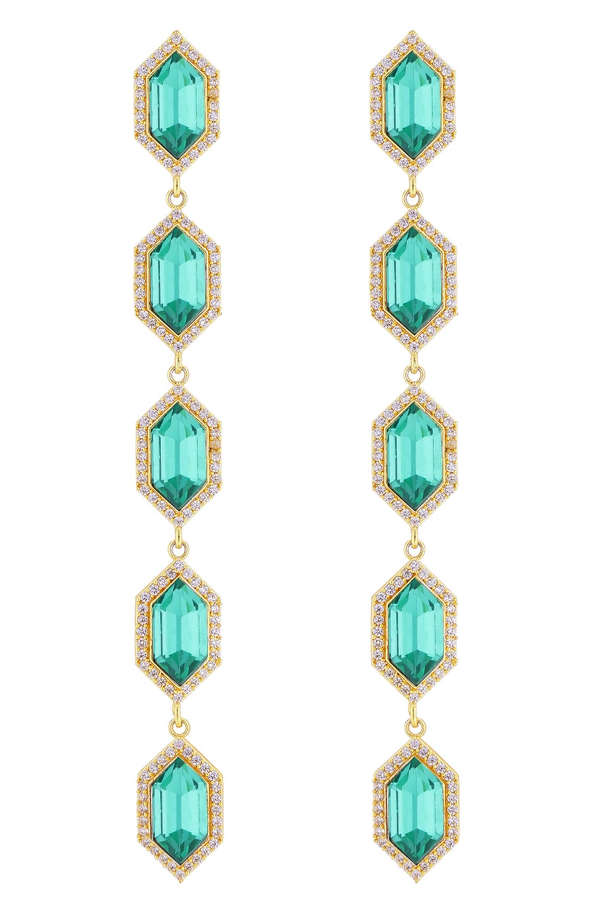 Cavi Emerald Green Crystal & Cubic Zirconia Danglers 