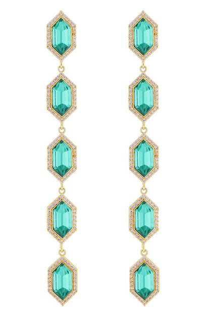 Cavi Emerald Green Crystal & Cubic Zirconia Danglers 