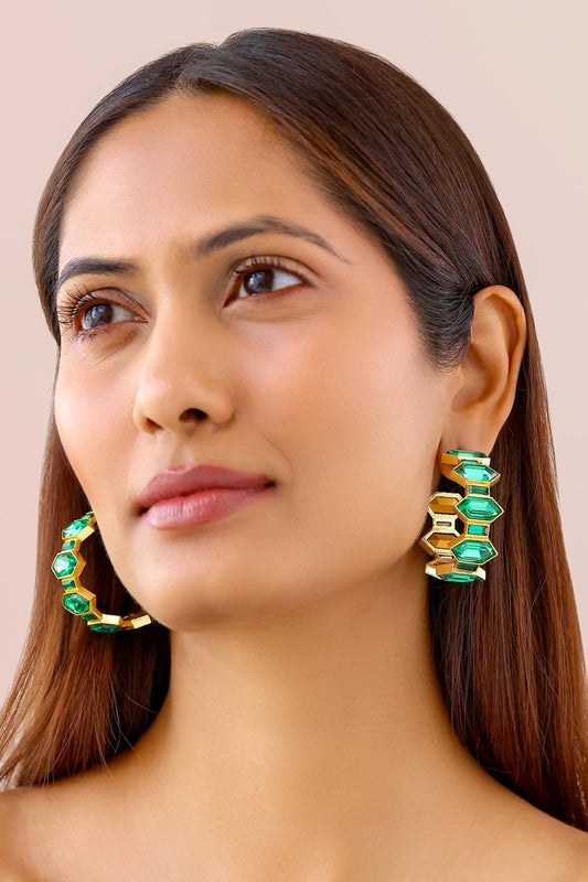 Cavana Crystal Embellished Hoop Earrings 