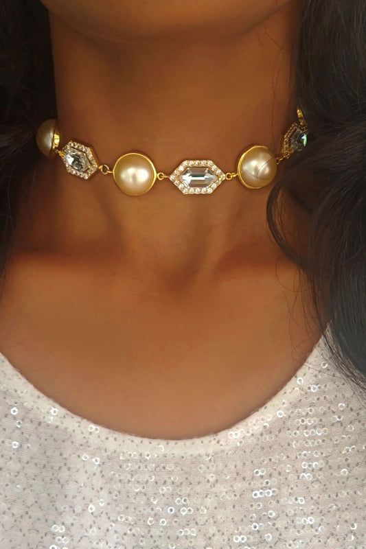Cavi Pearl Pearl & Crystal Embellished Choker 