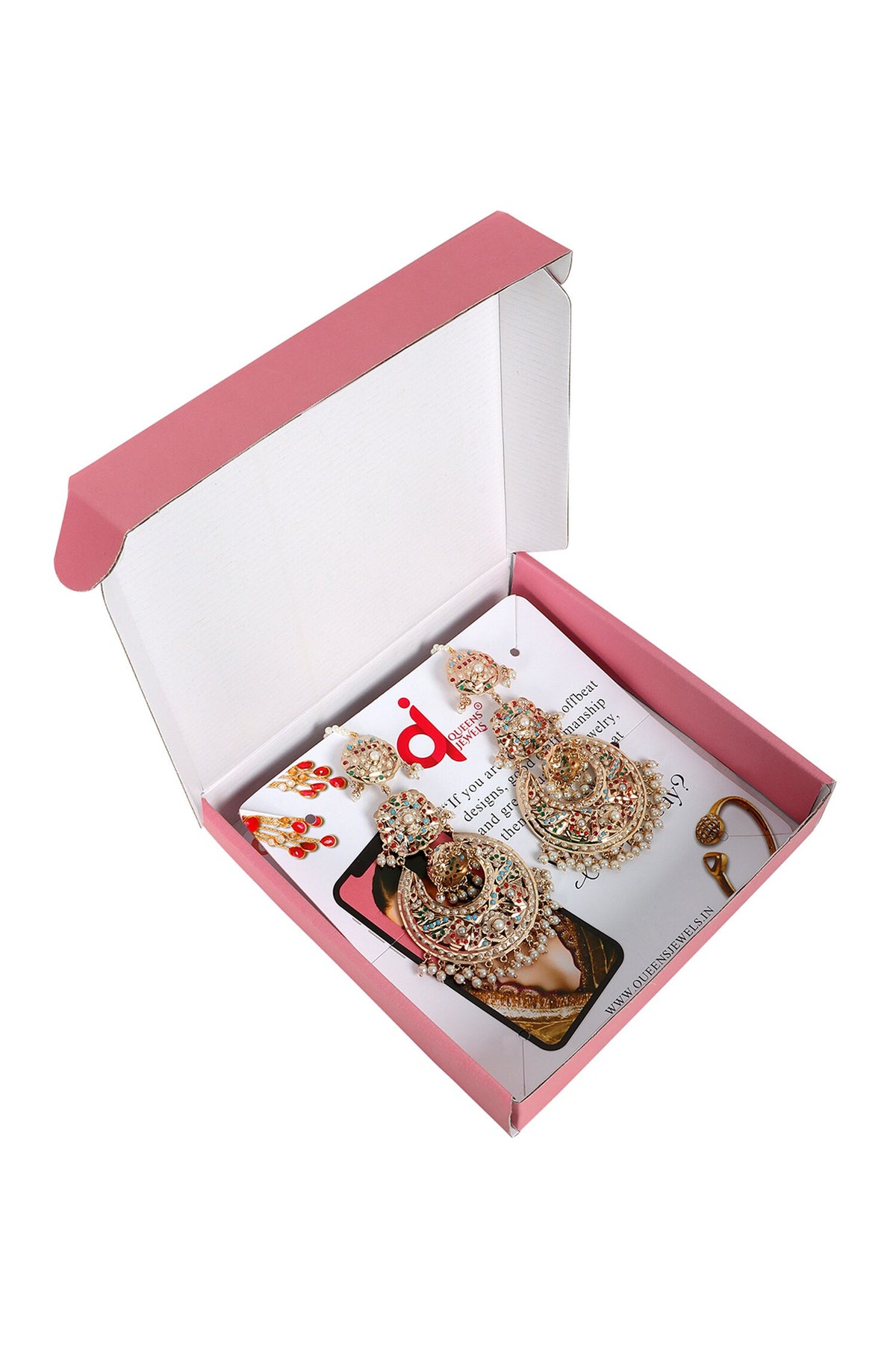 Navratan Jhumka Chaandbali Earrings 