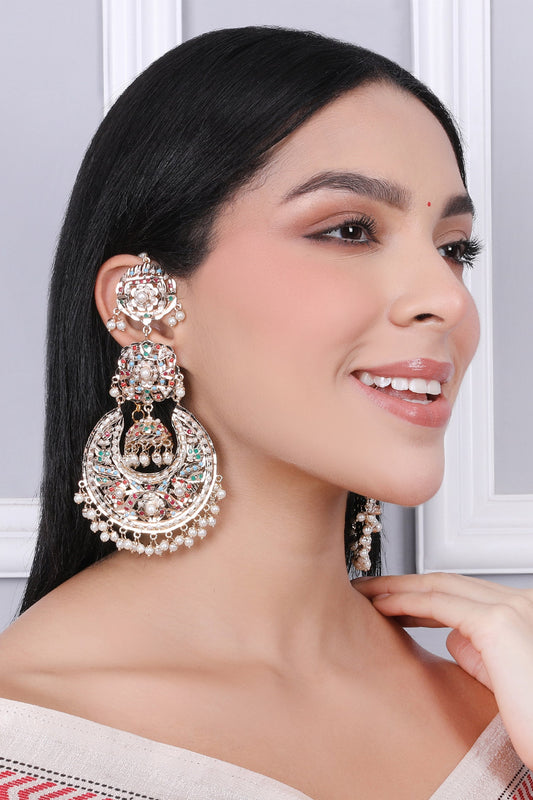 Navratan Jhumka Chaandbali Earrings 