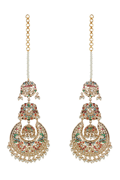 Navratan Jhumka Chaandbali Earrings 