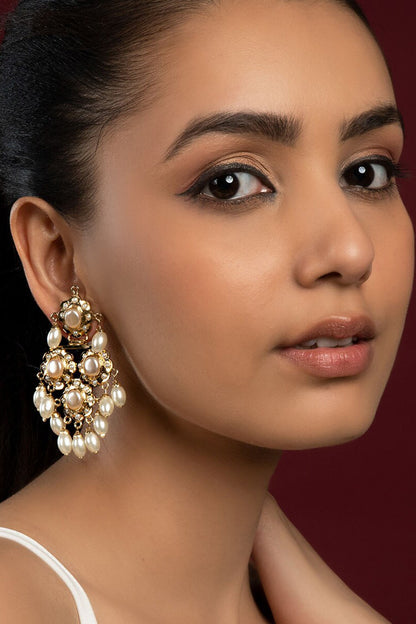 Jadau Pearl Embellished Earrings 