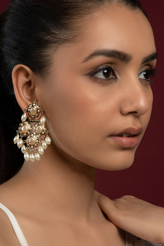 Jadau Pearl Embellished Earrings 