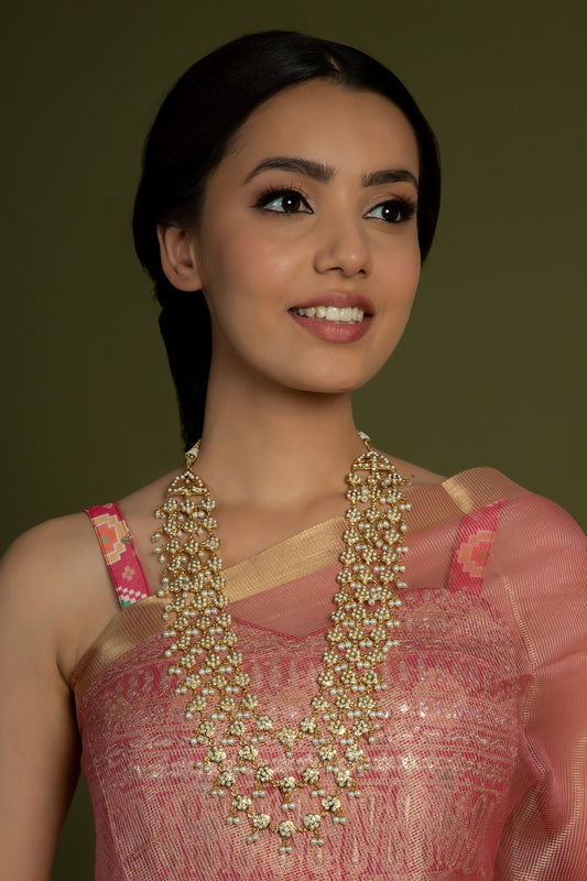 Pearl White Multilayer Jadau Necklace 