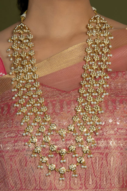 Pearl White Multilayer Jadau Necklace 