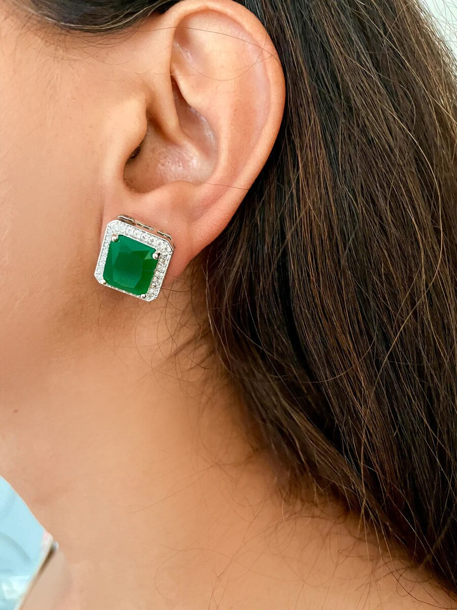 Emerald & Paved Diamond Choker Necklace Set 