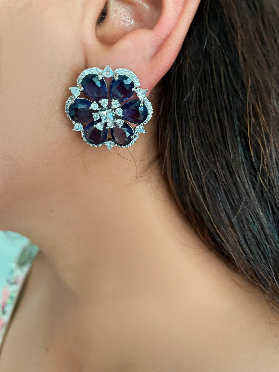 Luisa Purple & Diamond Floral Necklace Set 