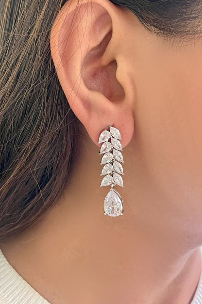 Leaflet Diamond Tear Drops Necklace Set 