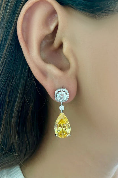 Rabta Citrine Tear Drops Circular Diamond Necklace Set 