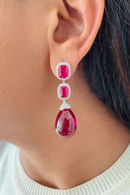 Zircon & Large Ruby Stone Necklace Set 