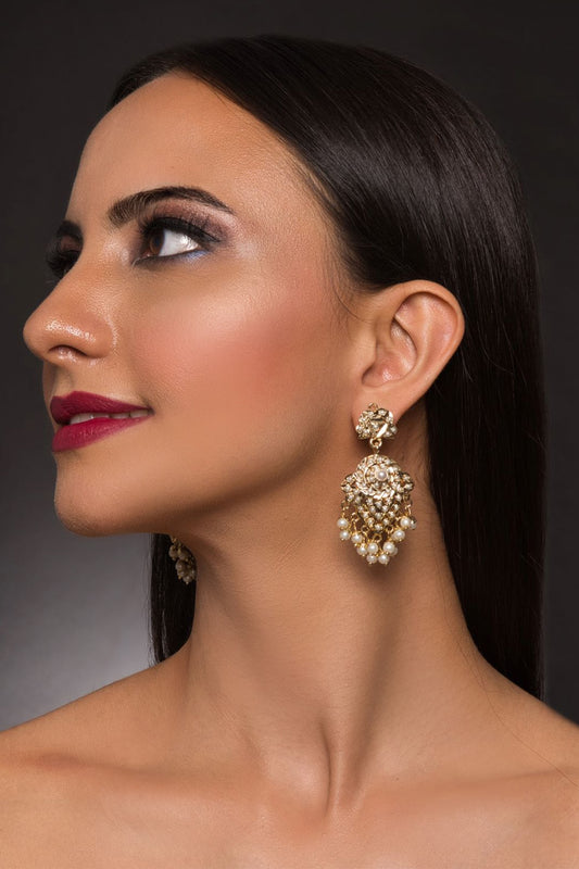 Paan Shaped Jadau Dangler Earrings 