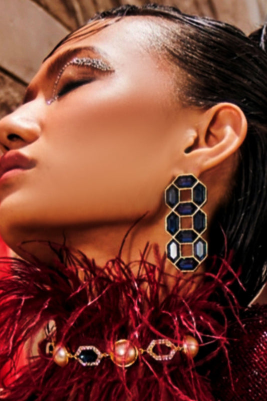 Cavana Statement Geometric Swarovski Crystal Stud Earrings 