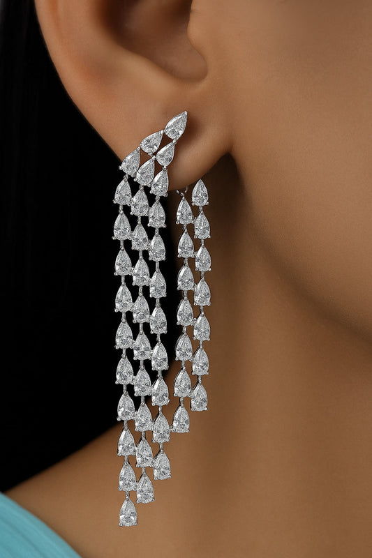 Dual Crystal Drop Earrings 