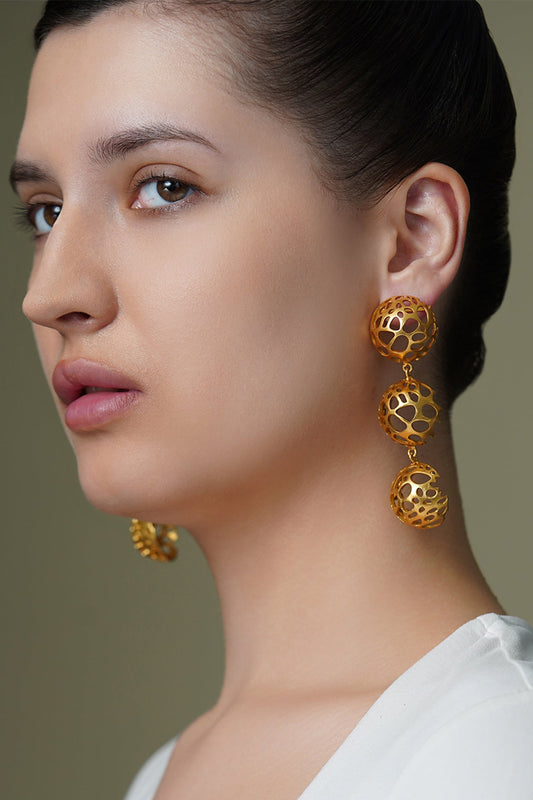 Golden Hive Dangler Earrings 
