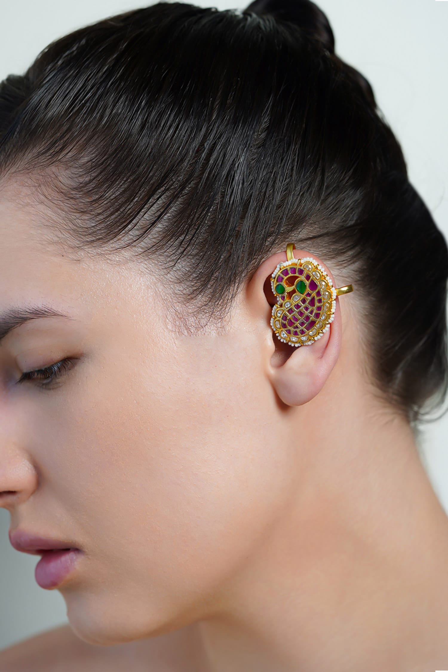 Ruby Paisley Ear Cuff Earrings 