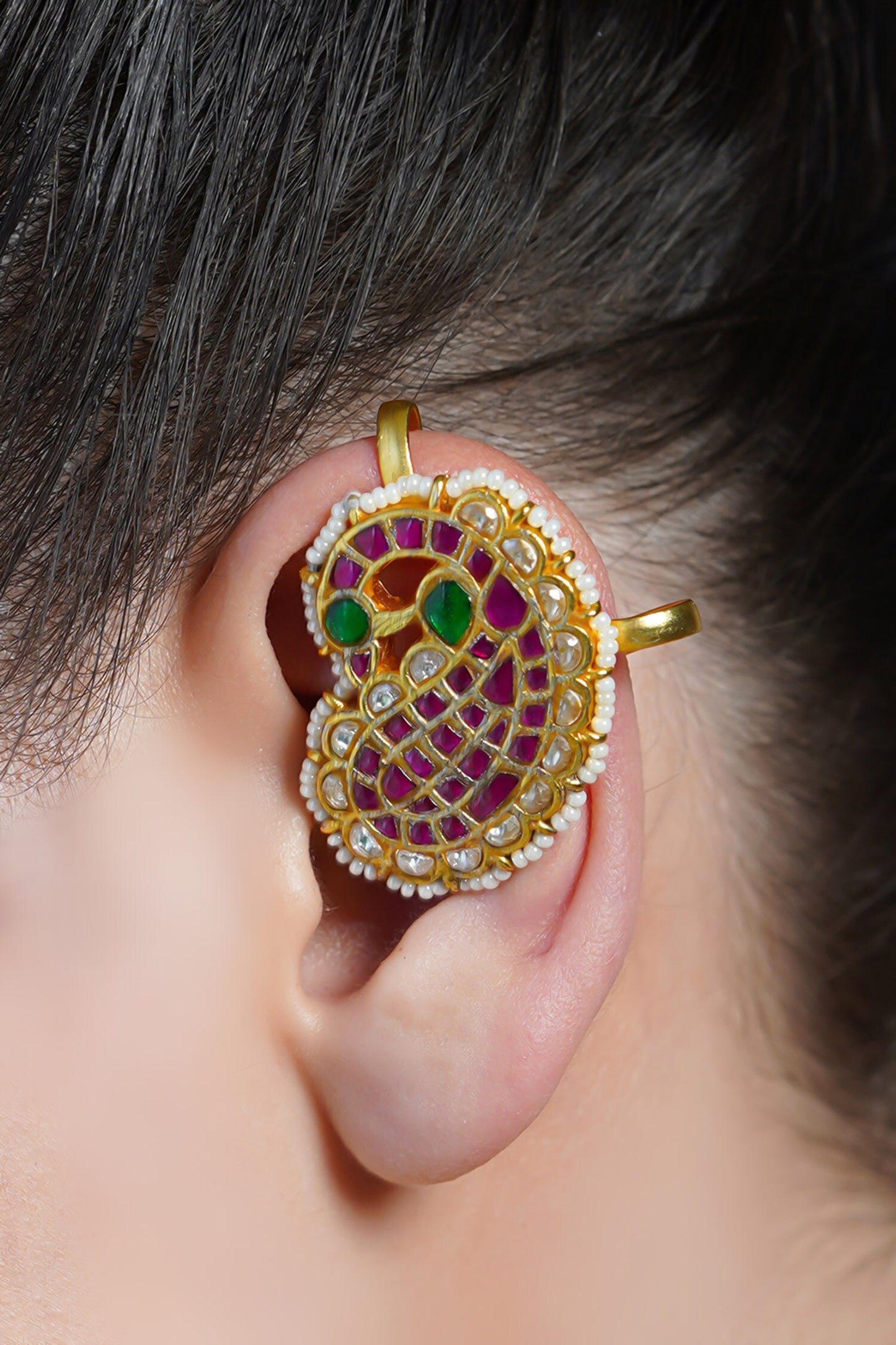 Ruby Paisley Ear Cuff Earrings 