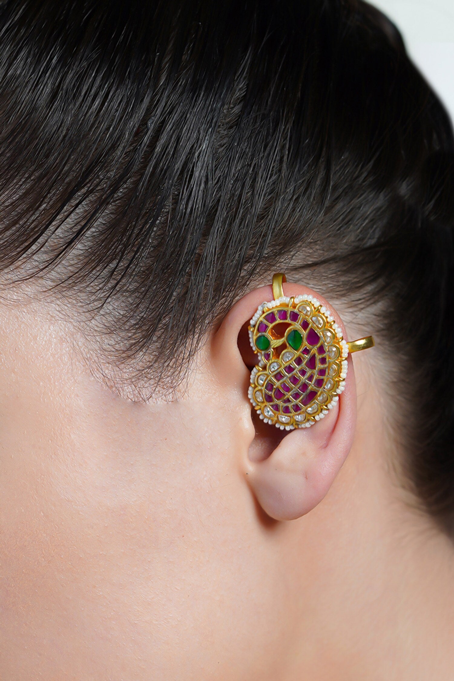 Ruby Paisley Ear Cuff Earrings 