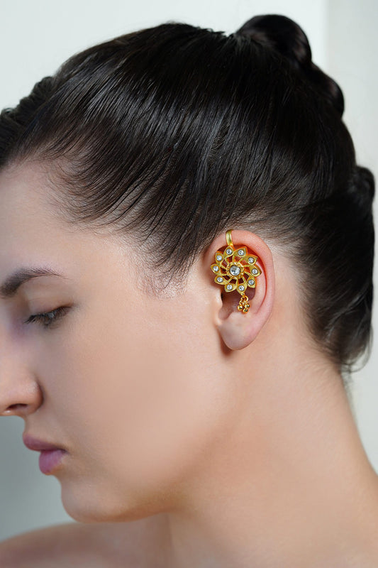 Sunburst Gold Ear Cuff Earrings 