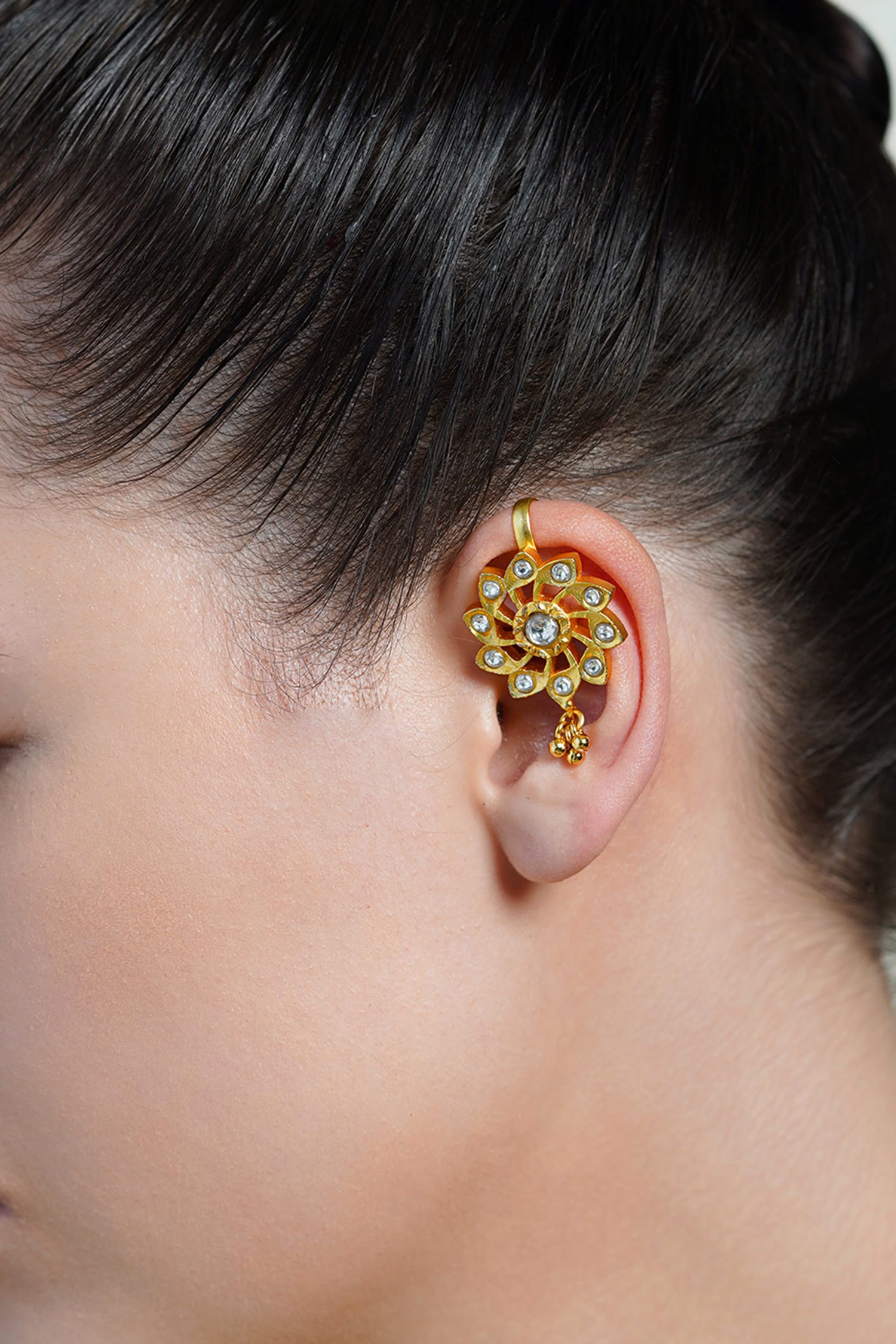 Sunburst Gold Ear Cuff Earrings 