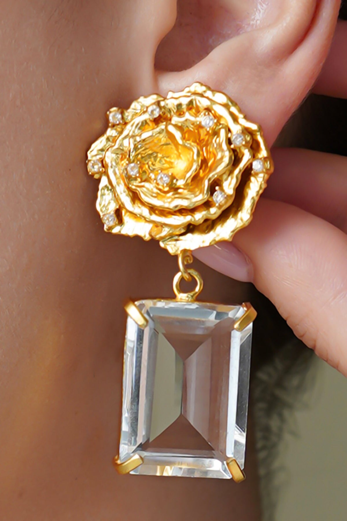 Luxe Rose Drop Earrings 