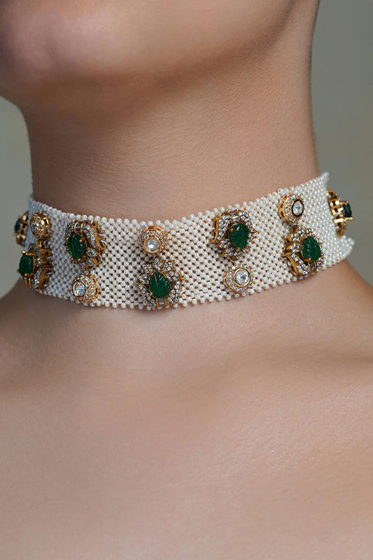 Pearl Emerald Bloom Choker 