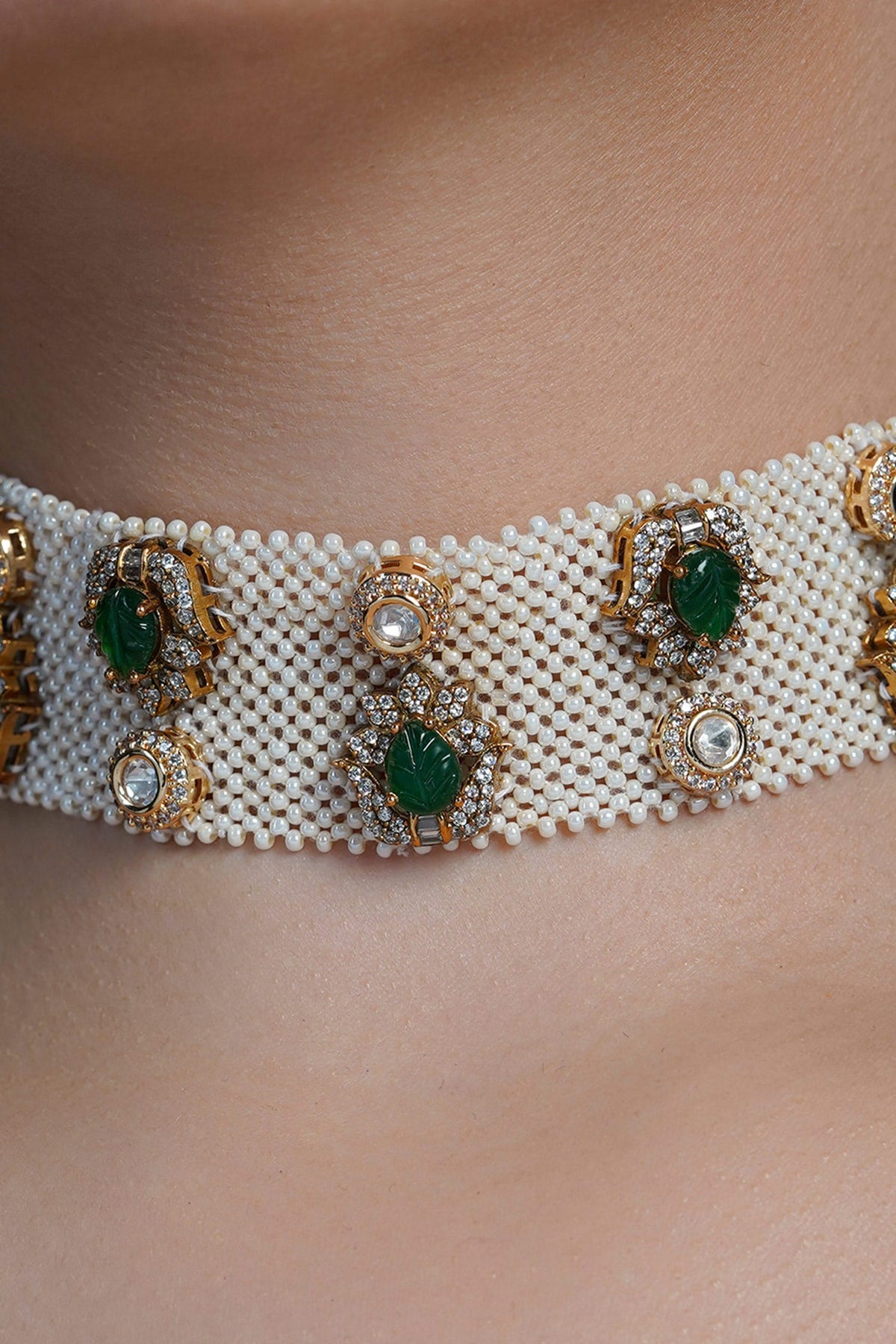 Pearl Emerald Bloom Choker 