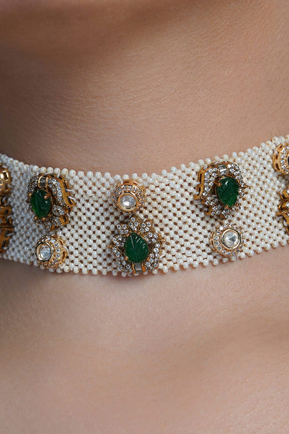 Pearl Emerald Bloom Choker 