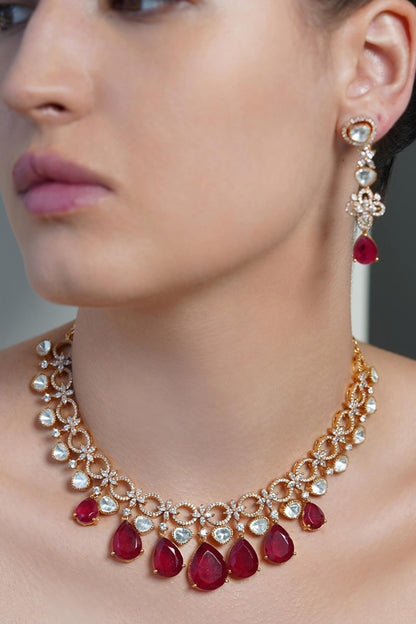 Ruby Tear Radiance Necklace Set 