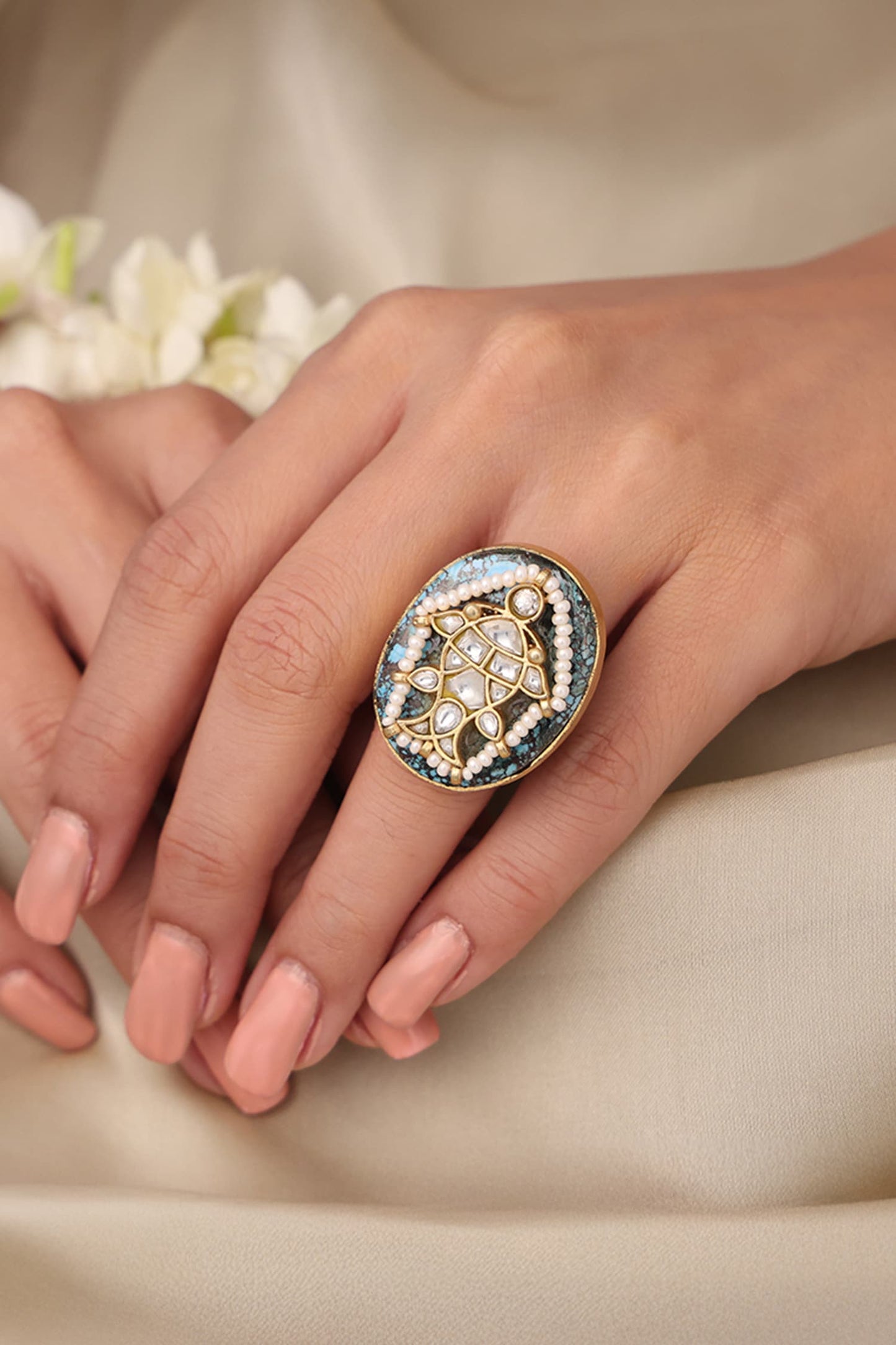 Royal Bloom Enamelled Ring 