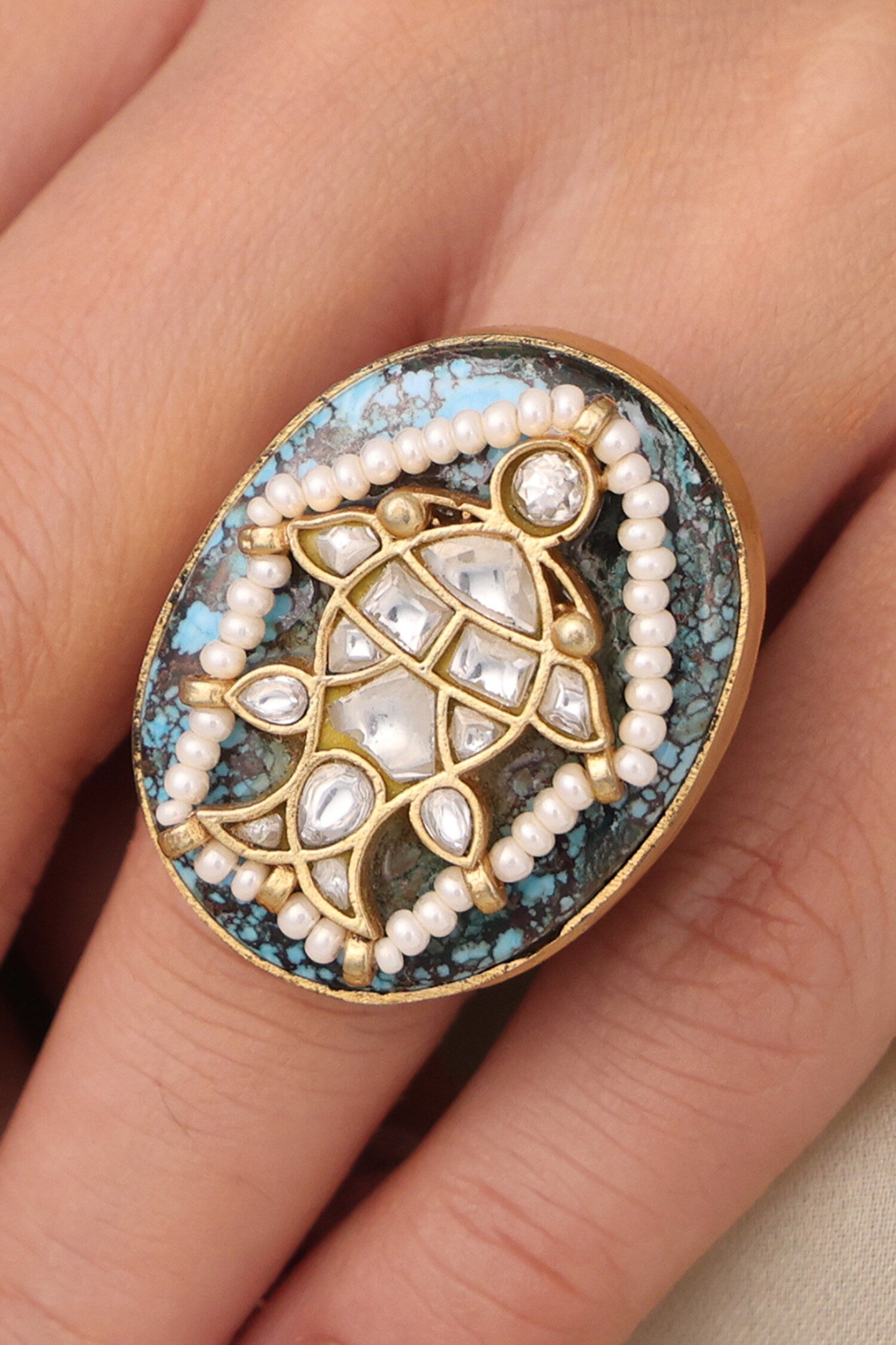 Royal Bloom Enamelled Ring 
