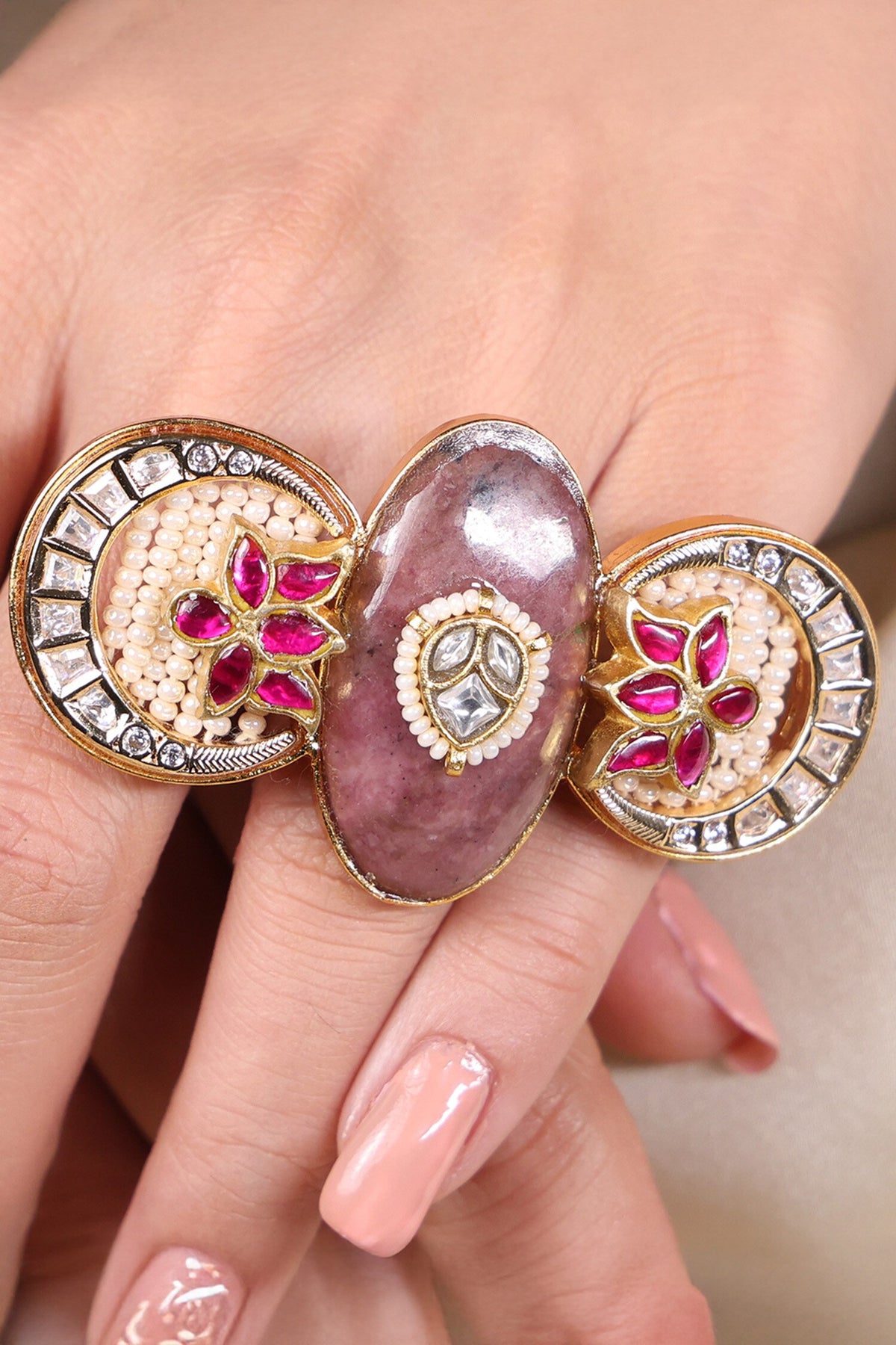Ruby Blossom Kundan Ring 