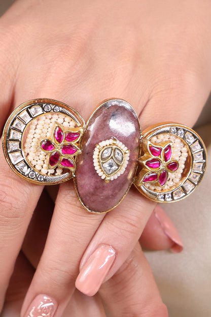 Ruby Blossom Kundan Ring 