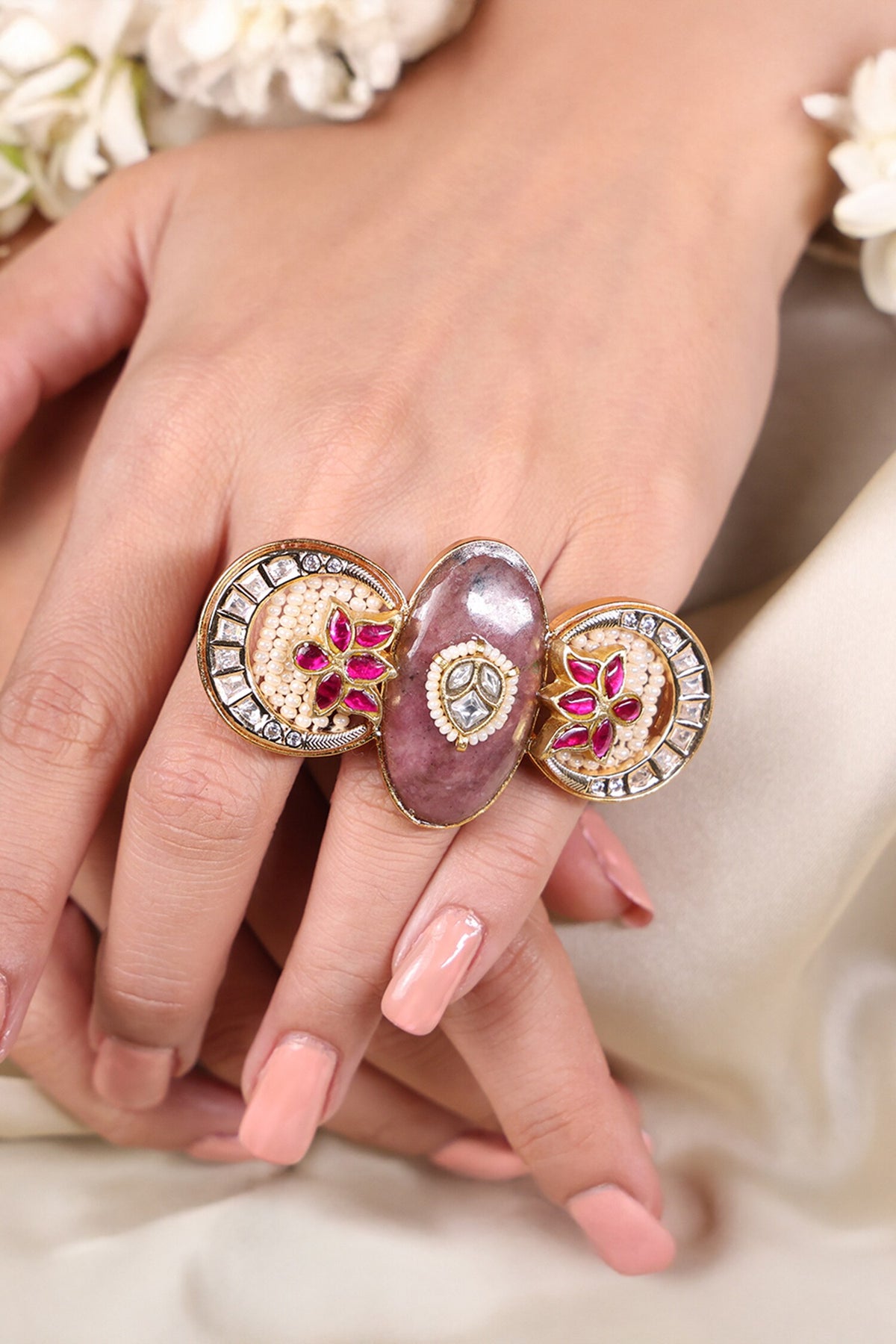 Ruby Blossom Kundan Ring 