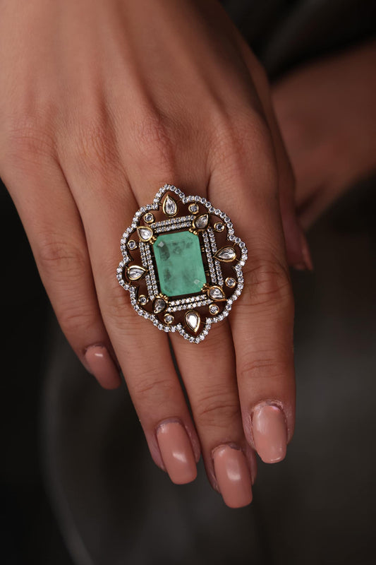 Ocean Glow Polki Embellished Ring 
