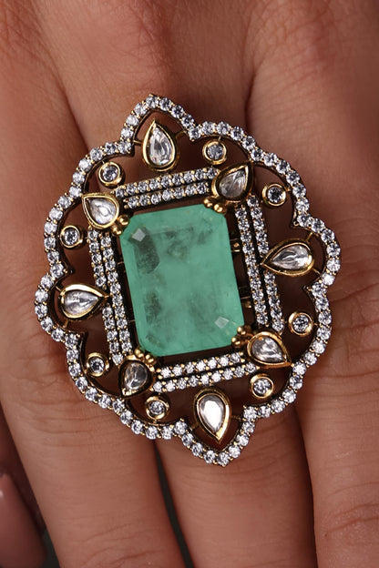 Ocean Glow Polki Embellished Ring 