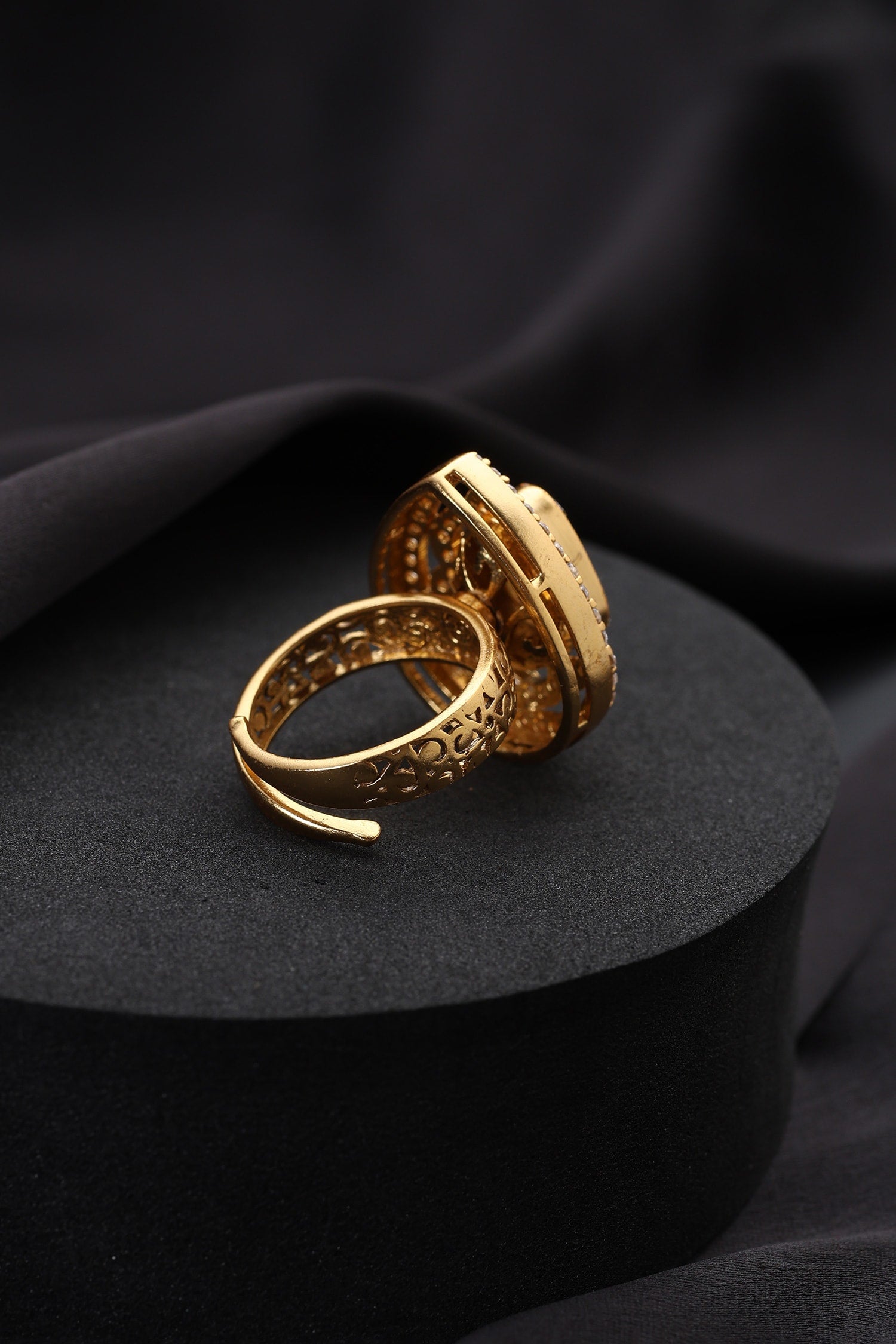 Gold Polki Adjustable Ring 