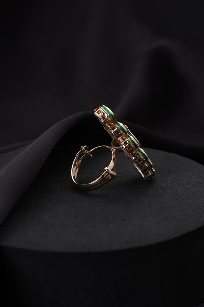 Green Kundan Adjustable Ring 