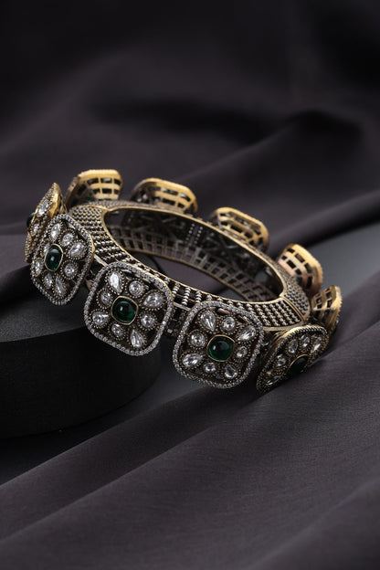 Green Victorian Polki Kada 