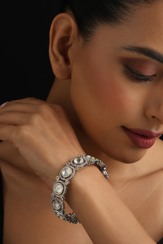 Silver Polki Kada 
