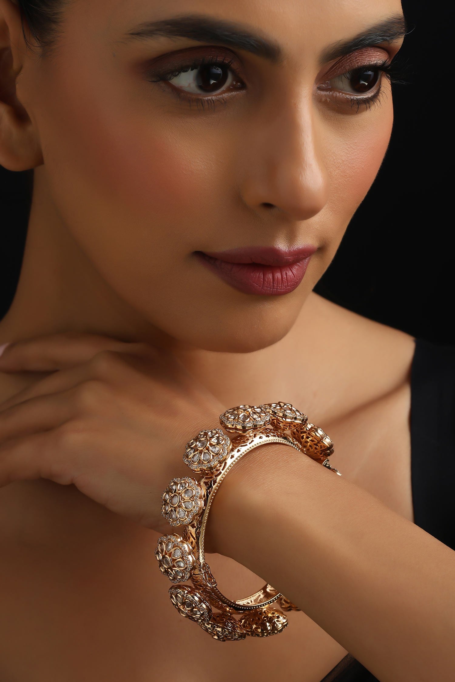 Rose Gold Polki Kada 