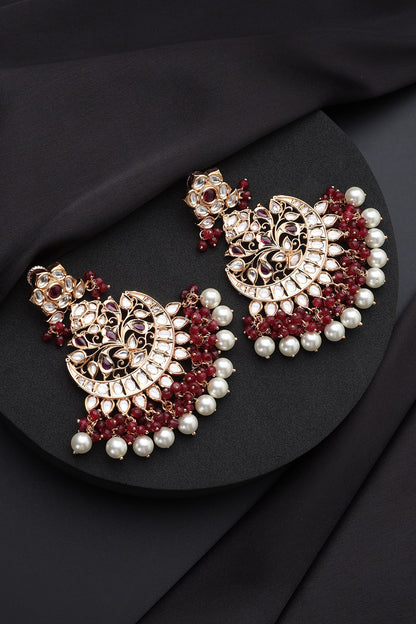 Red Polki Chandbali Earrings 