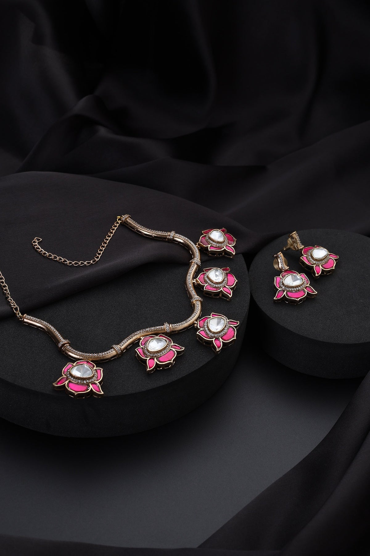 Ruby and Polki Hasli Necklace Set 