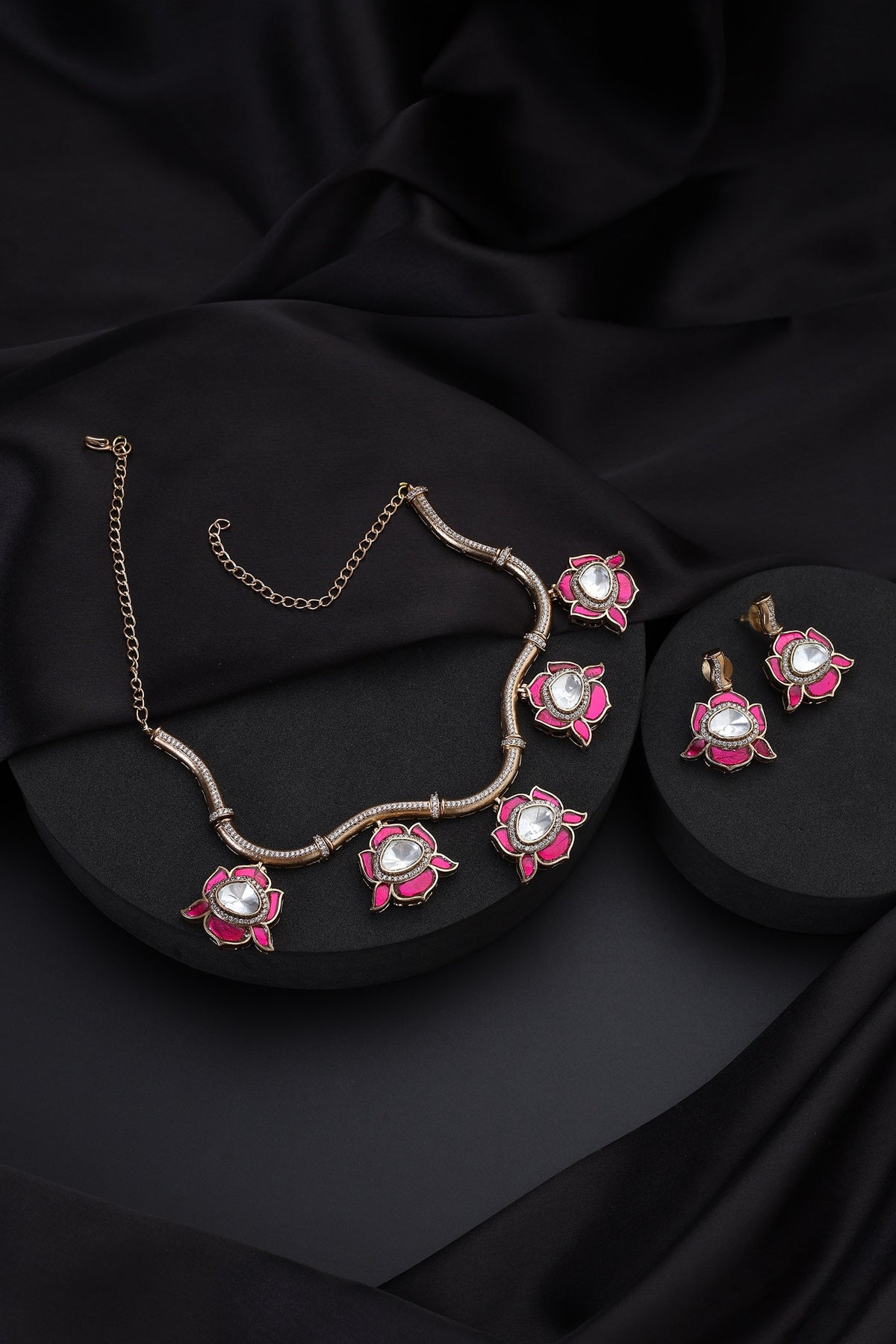 Ruby and Polki Hasli Necklace Set 