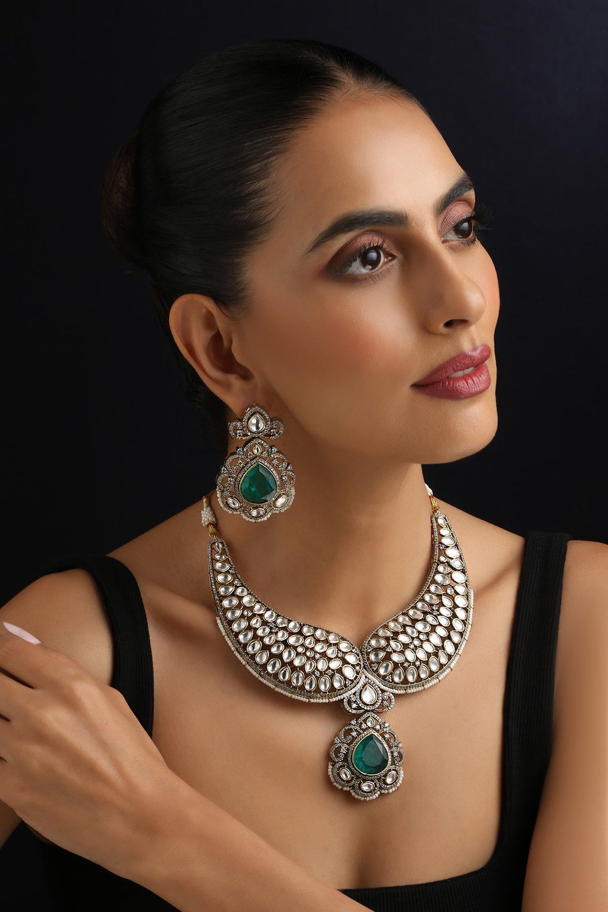 Emerald & Polki Necklace Set 