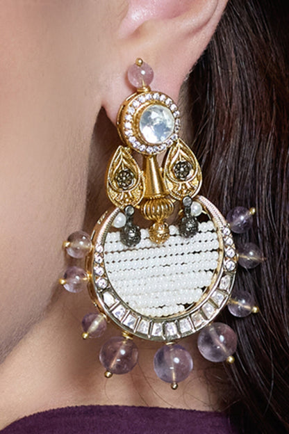 Amethyst Grace Kundan Drop Earrings 