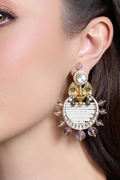 Amethyst Grace Kundan Drop Earrings 
