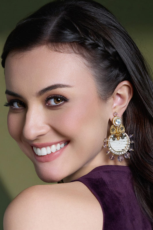 Amethyst Grace Kundan Drop Earrings 