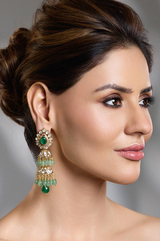 Throne Grace Emerald Long Earrings 